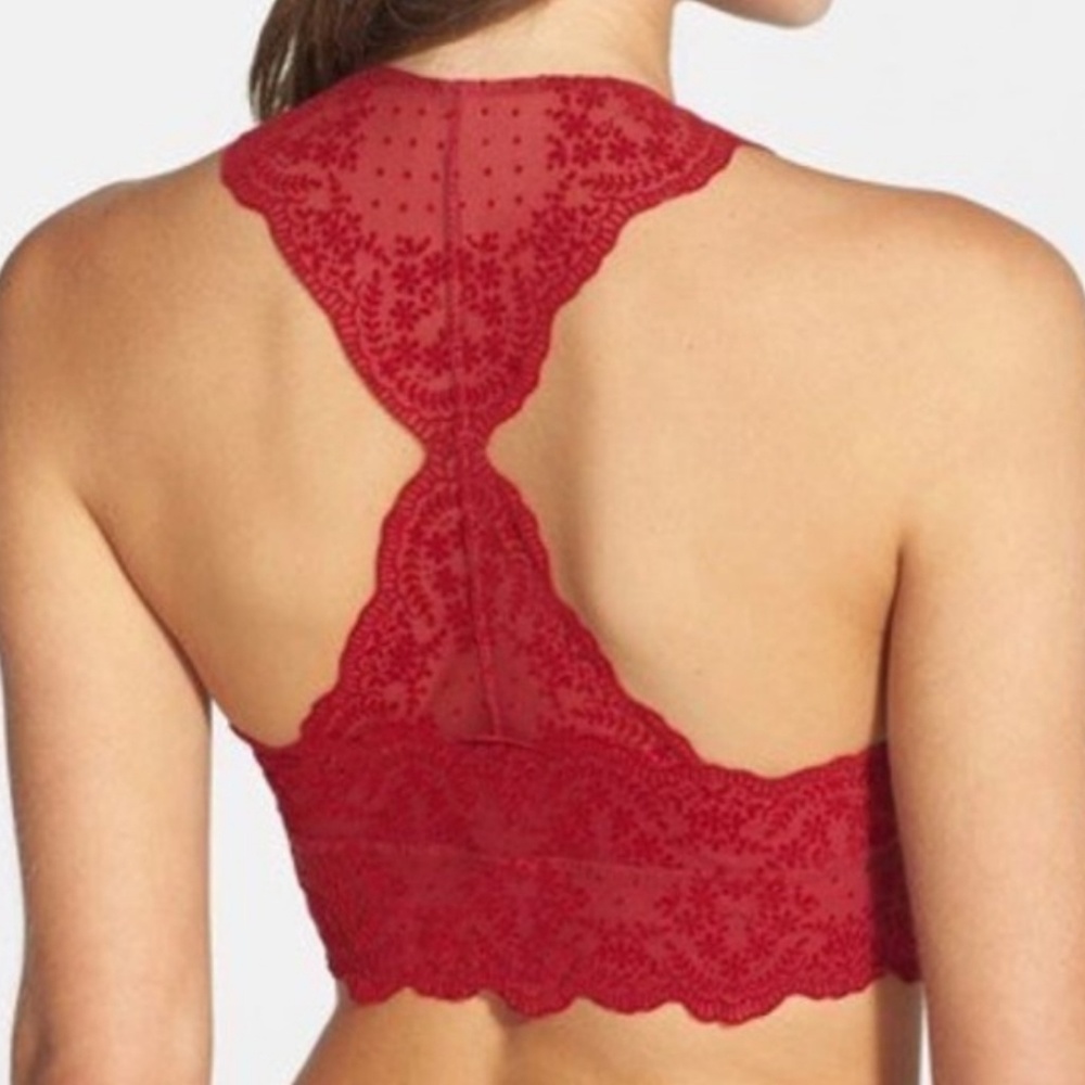 VELENTINES RED LACE RAZER BACK BRALETTE - Picture 2 of 2